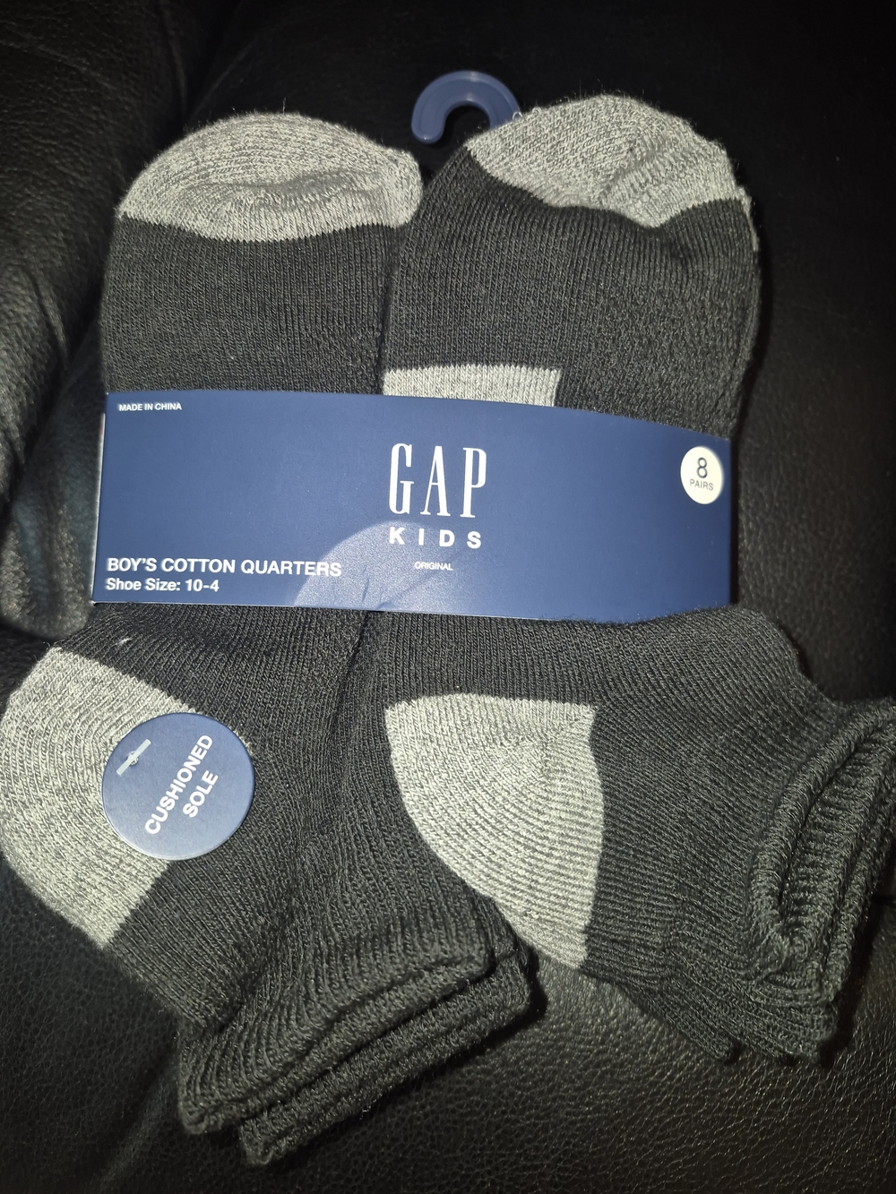GAP Kids Black and Gray Cotton Quarter Socks - 8 Pack